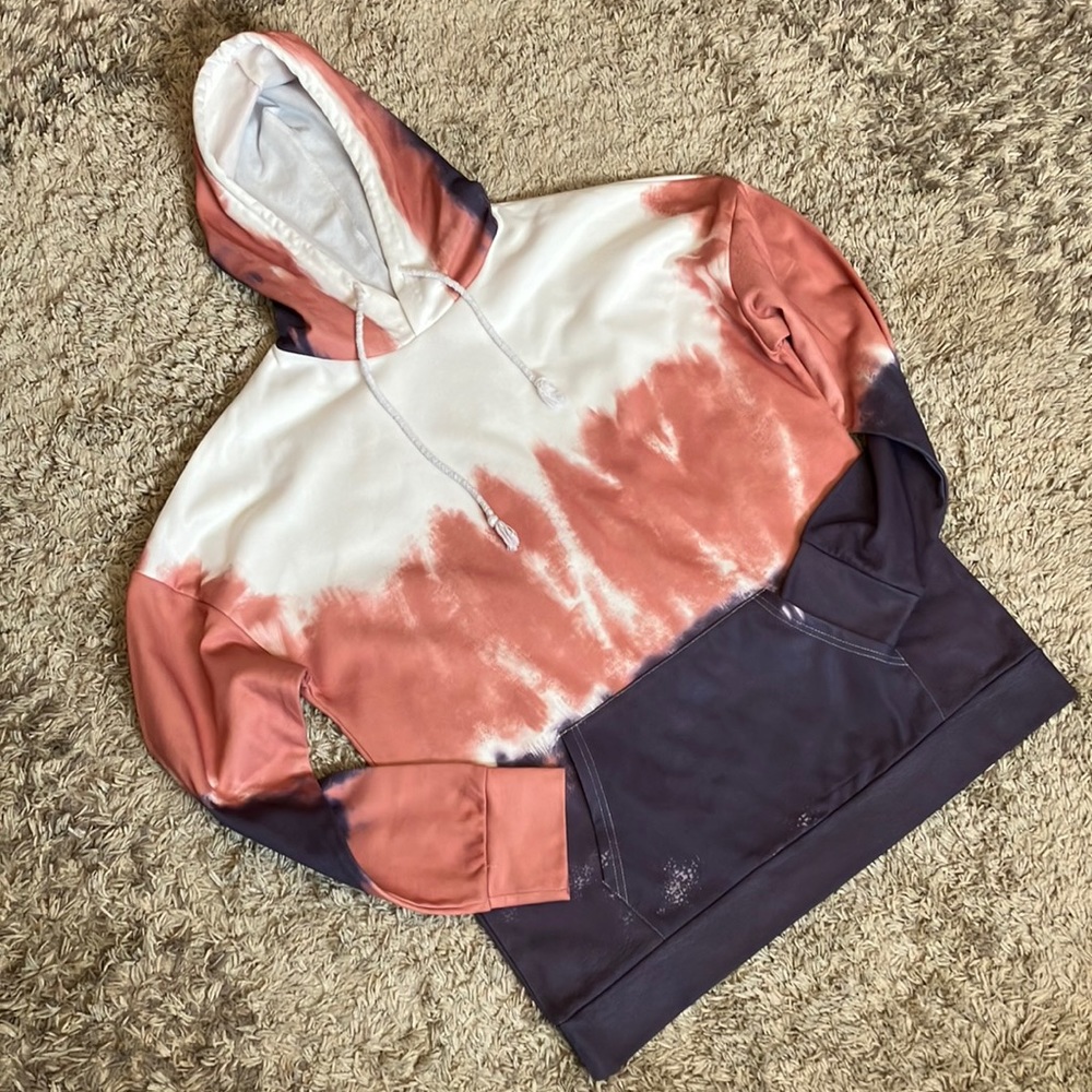 Tie Dyed Multicolored Women’s Sweater With Hood